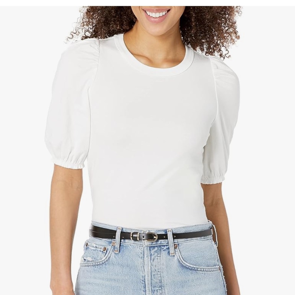 Puff Sleeve short sleeve white tee shirts~ 2! Women XL  NWT